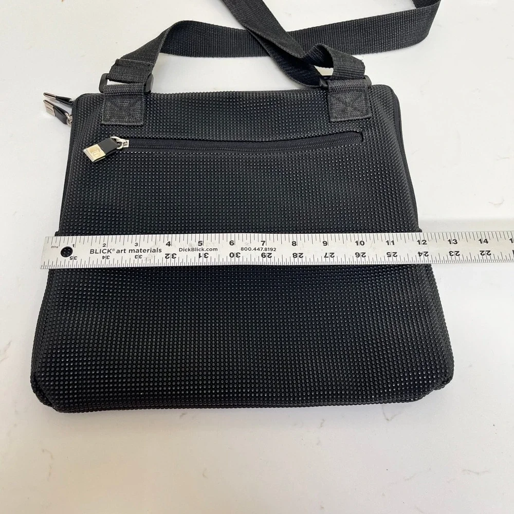Urban Oxide Black Textured Rubber Crossbody Messenger Bag Raised Dot Utility